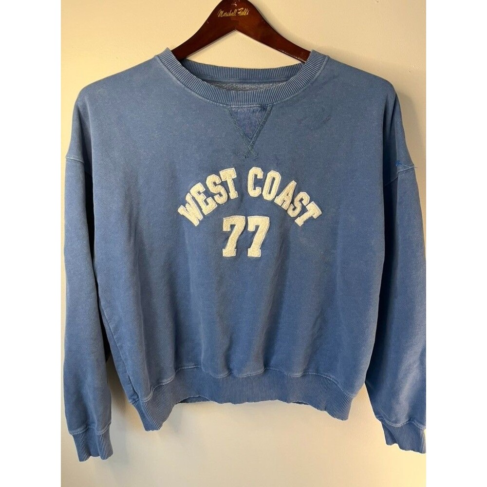 American Eagle West Coast 77 Crew Neck Sweatshirt Women’s Small Blue Seriously